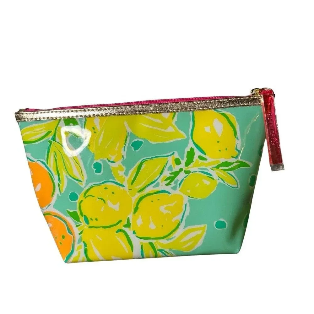 NEW Lilly Pulitzer Estee Lauder Plastic Cosmetic Makeup Purse Clutch Bag GREEN